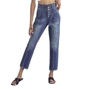 Kancan Women's Bronte‎ Ultra High Rise Paperbag Mom Jeans Size 27